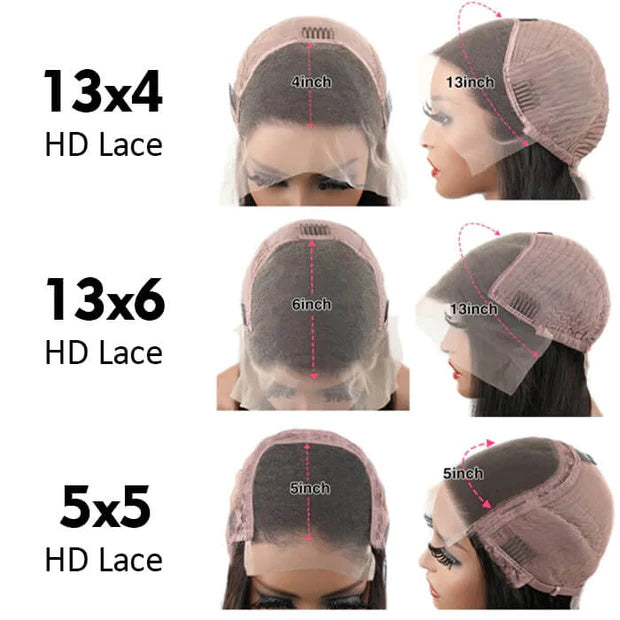 4C Kinky Edges Kinky Straight 13x4 /5x5 HD Lace Short Bob Wig Human Hair