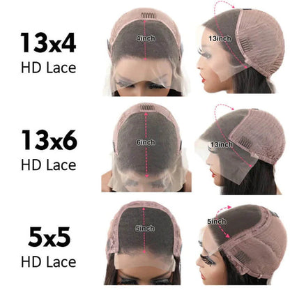 4C Kinky Edges Kinky Straight 13x4 /5x5 HD Lace Short Bob Wig Human Hair