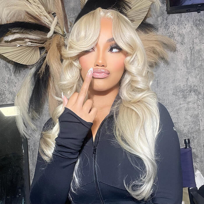Curtain Bangs 613 Blonde Body Wave Wig Pre Plucked Glueless HD Lace Human Hair Wigs
