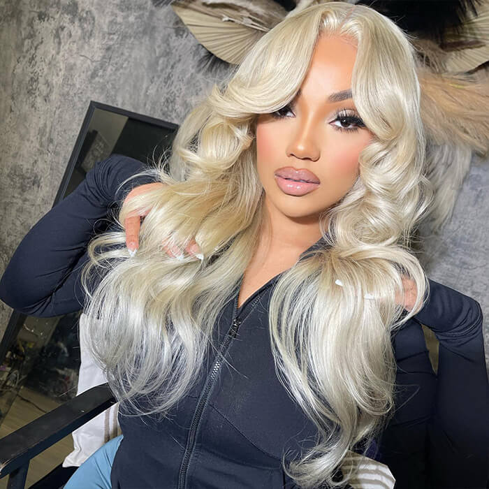 Curtain Bangs 613 Blonde Body Wave Wig Pre Plucked Glueless HD Lace Human Hair Wigs