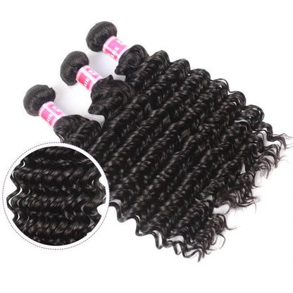 Deep Wave Virgin Human Hair Weft 3 Bundles 100% Unprocessed Virgin Human Hair Extension