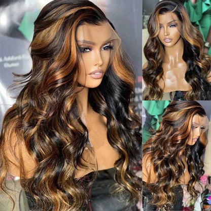 #1B/30 Copper Blonde Highlight Glueless Wig Pre Plucked Pre-Cut Lace Pre Bleached Body Wave Wig