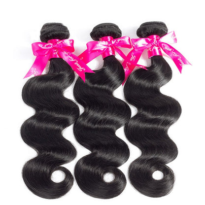 Body Wave Human Hair 3 Bundles With 4x4 Lace Closure