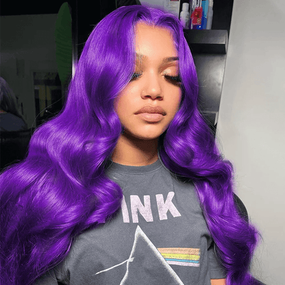 Purple Wigs 13x4 HD Transparent Lace Front Body Wave Wigs