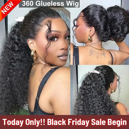 360 Lace Water Wave Invisi Draw String Wear Go Wig Pre-Bleached Pre-Cut Lace Glueless Wig | BGMgirl Hair