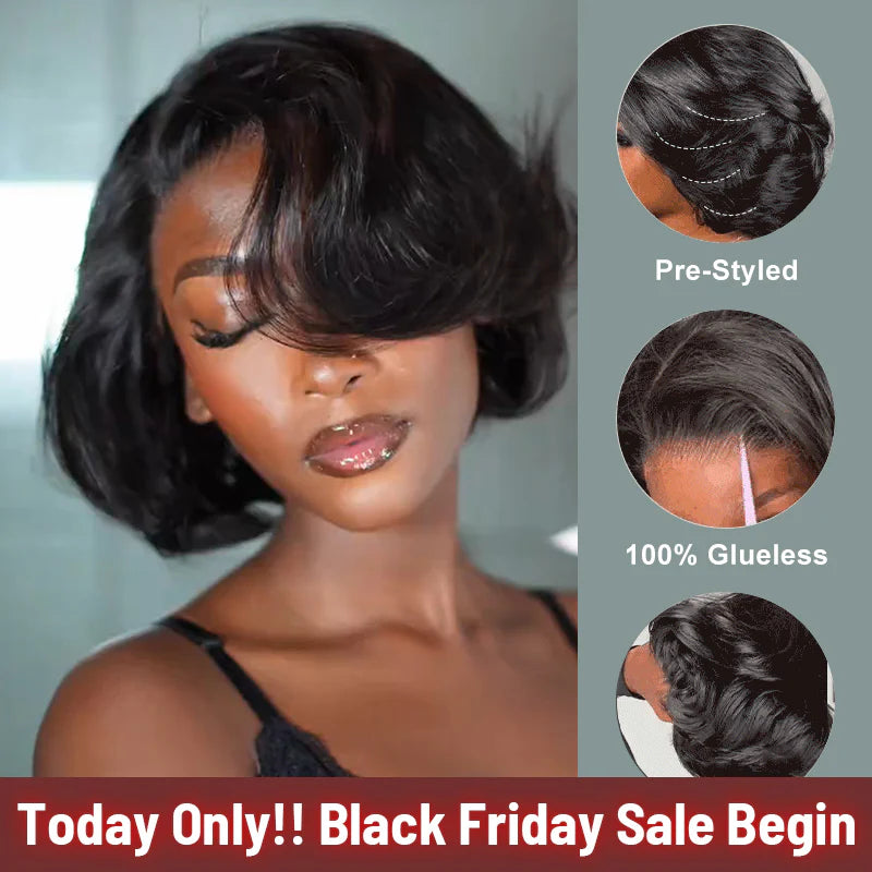 Blowout Bob Straight 7x5 Lace Wear Go Wig Pre-Bleached Tiny Knots Glueless Wig | BGMgirl Hair