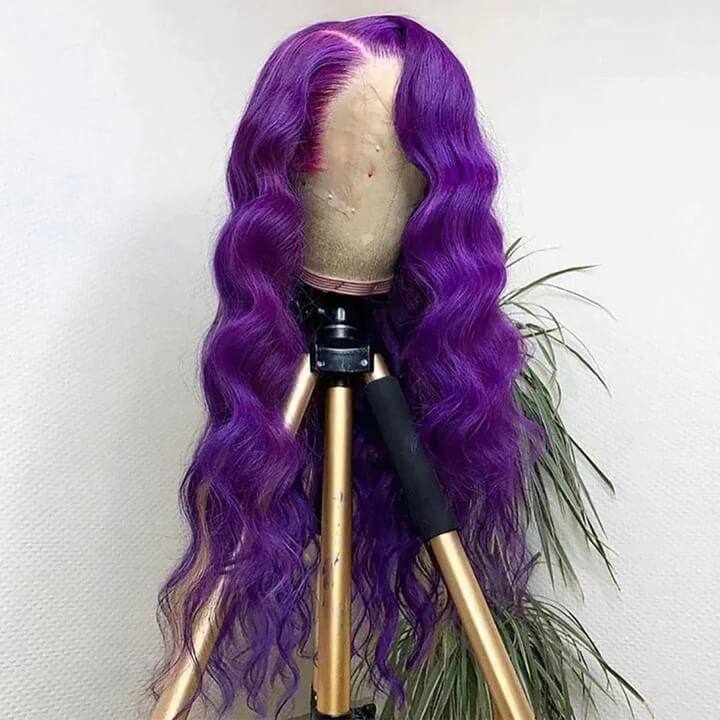 Purple Wigs 13x4 HD Transparent Lace Front Body Wave Wigs