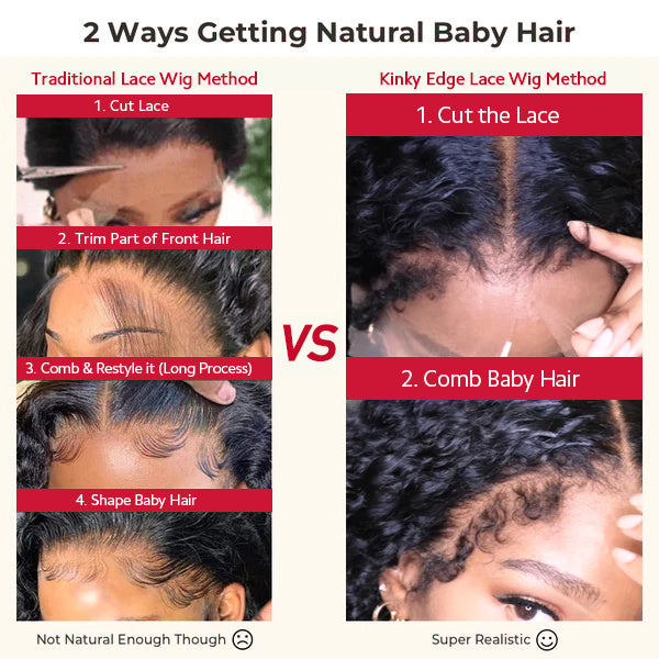 4C Edges | Kinky Straight  Wigs With Kinky Edges 13x4 HD Lace Front Wigs