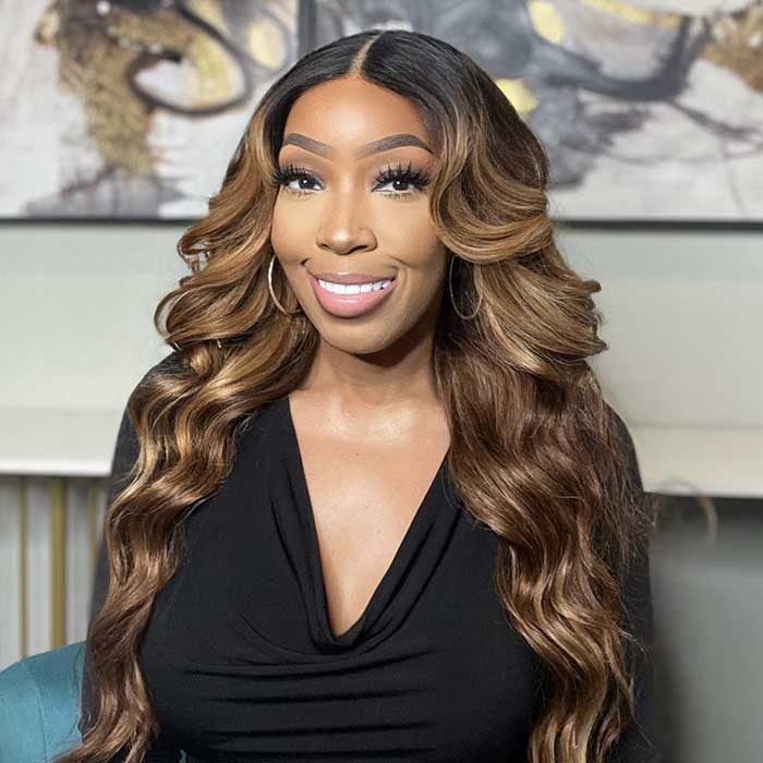 Brown Highlight Loose Wave Wigs 5x5/13x4/13x6 HD Lace Wig With Curtain Bangs