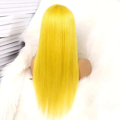 Yellow Colored Human Hair Wig HD Lace Front Wigs Invisible Glueless Cosplay Wig For Women