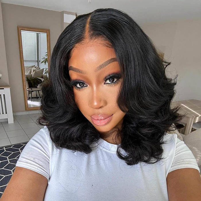 220% Density Body Wave Bob Wig Blunt Cut Short Bob Human Hair Wigs Pre Plucked 5x5 Lace Closure Wig Special Offer