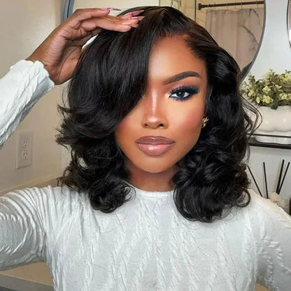 220% Density Body Wave Bob Wig Blunt Cut Short Bob Human Hair Wigs Pre Plucked 5x5 Lace Closure Wig Special Offer