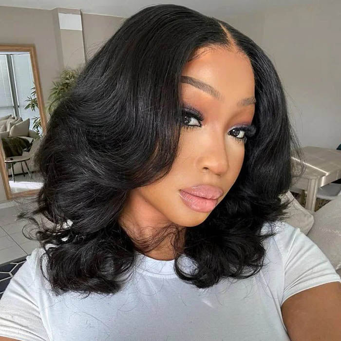220% Density Body Wave Bob Wig Blunt Cut Short Bob Human Hair Wigs Pre Plucked 5x5 Lace Closure Wig Special Offer
