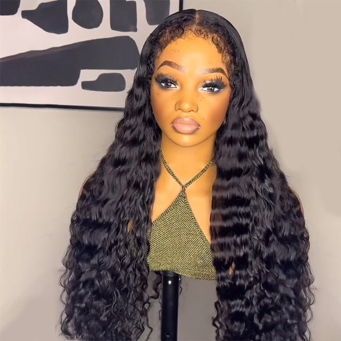 220% Density Loose Deep Wave 4B 4C Kinky Edges Wig Natural Hairline 8x5/13x6/360 Lace Frontal Glueless Wig