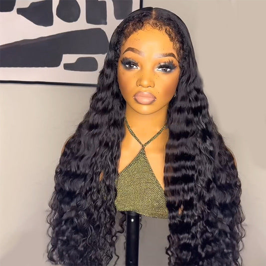 220% Density Loose Deep Wave 4B 4C Kinky Edges Wig Natural Hairline 8x5/13x6/360 Lace Frontal Glueless Wig