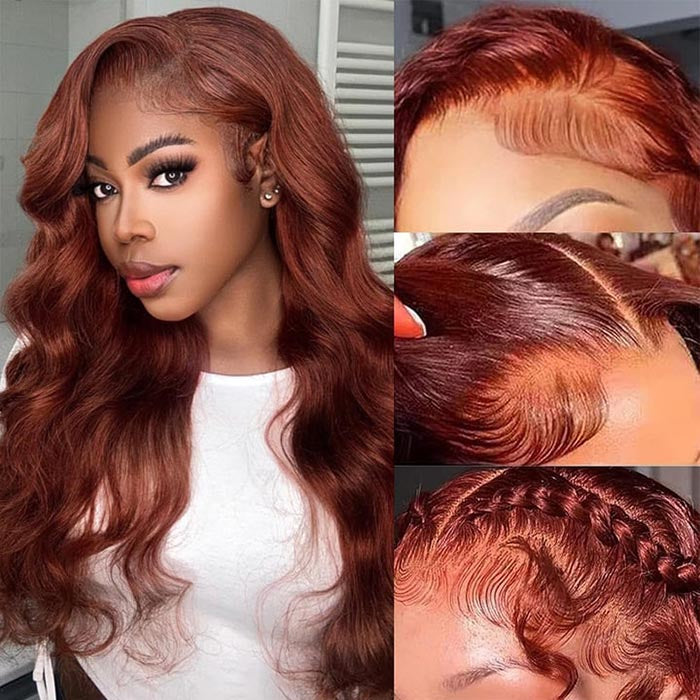 220% Density Pre Cut HD Lace Glueless Wig 8x5 Deep Parting #33 Reddish Brown Body Wave/Water Wave Wig Special Offer