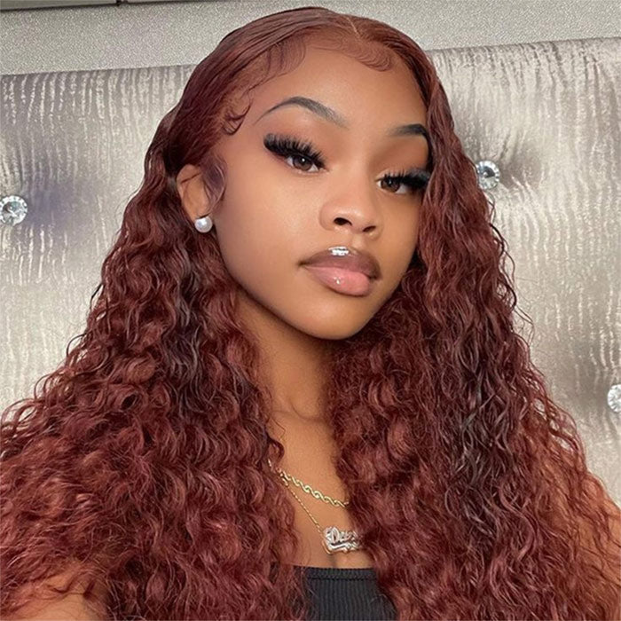 220% Density Pre Cut HD Lace Glueless Wig 8x5 Deep Parting #33 Reddish Brown Body Wave/Water Wave Wig Special Offer