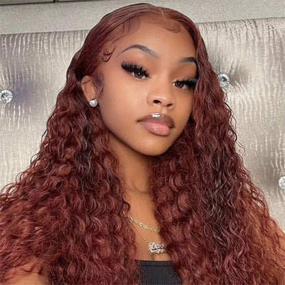 220% Density Pre Cut HD Lace Glueless Wig 8x5 Deep Parting #33 Reddish Brown Body Wave/Water Wave Wig Special Offer
