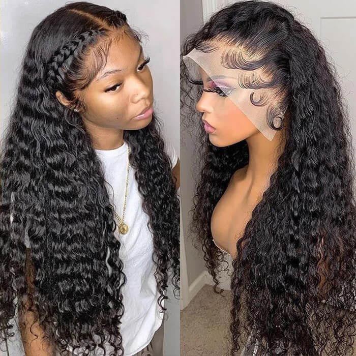 [BOGO] 220% Densiy Pre Plucked Bleached Knots Deep Wave 13x4 HD Lace Front Glueless Wig Special Offer