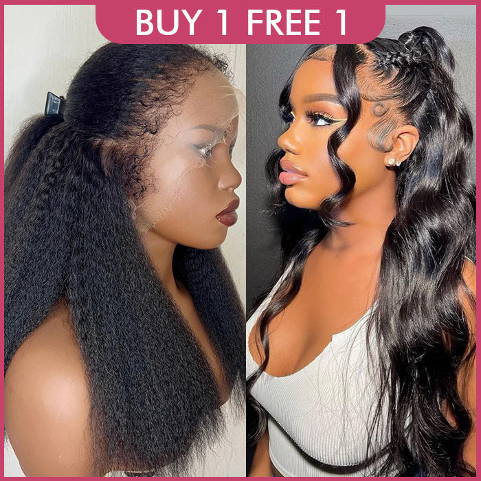 [$239 = 2 Wigs] Invisi-String 360 Lace Frontal 4C Edge Kinky Straight & Body Wave Wig Special Offer