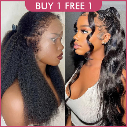 [$239 = 2 Wigs] Invisi-String 360 Lace Frontal 4C Edge Kinky Straight & Body Wave Wig Special Offer