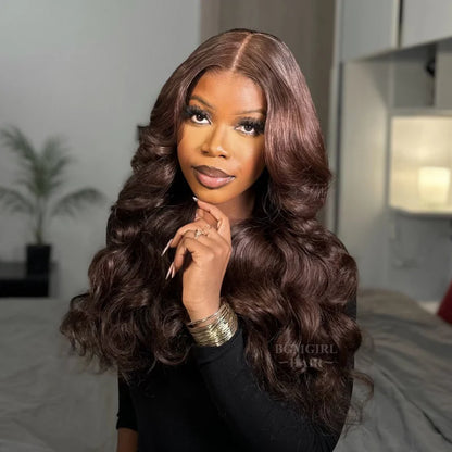 Layered Cut Chocolate Brown #4 Body Wave Wear Go Wig 7x5 Lace Closure 180% Glueless Color Wig | BGMgirl Hair