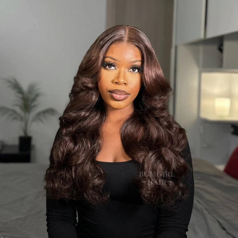 Layered Cut Chocolate Brown #4 Body Wave Wear Go Wig 7x5 Lace Closure 180% Glueless Color Wig | BGMgirl Hair