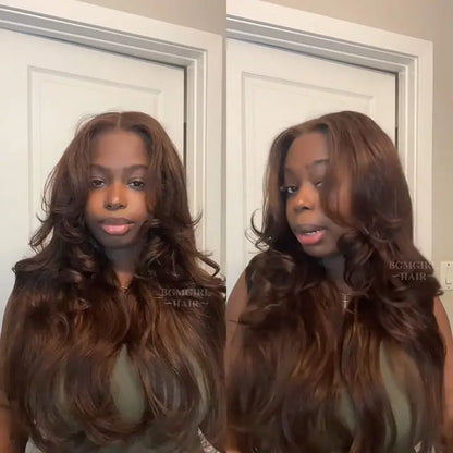 Layered Cut Chocolate Brown #4 Body Wave Wear Go Wig 7x5 Lace Closure 180% Glueless Color Wig | BGMgirl Hair