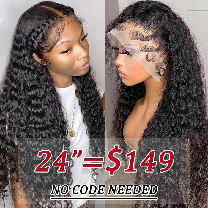 220% Density Deep Wave 13x6 Lace Frontal Wig 100% Human Hair Skin Melt HD Lace Wigs Special Offer