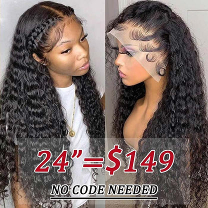 220% Density Deep Wave 13x6 Lace Frontal Wig 100% Human Hair Skin Melt HD Lace Wigs Special Offer