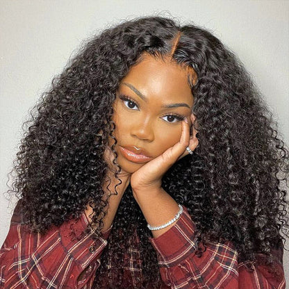 300% Density Popping Curly Glueless HD Lace Front Wig Pre Bleached Ready To Go Human Hair Wigs