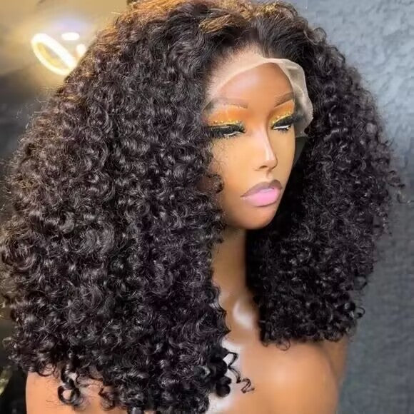 300% Density Popping Curly Glueless HD Lace Front Wig Pre Bleached Ready To Go Human Hair Wigs