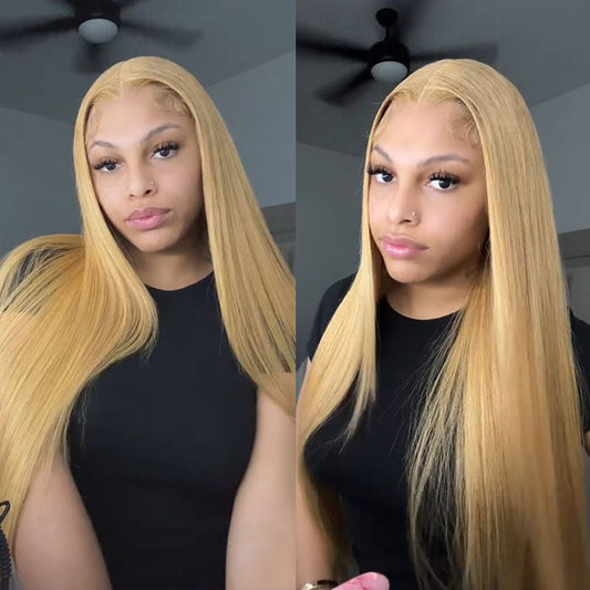 #27 Honey Blonde Straight/Body Wave Upgrade 8x5 Pre Cut HD Lace Put On And Go Glueless Human Hair Wigs