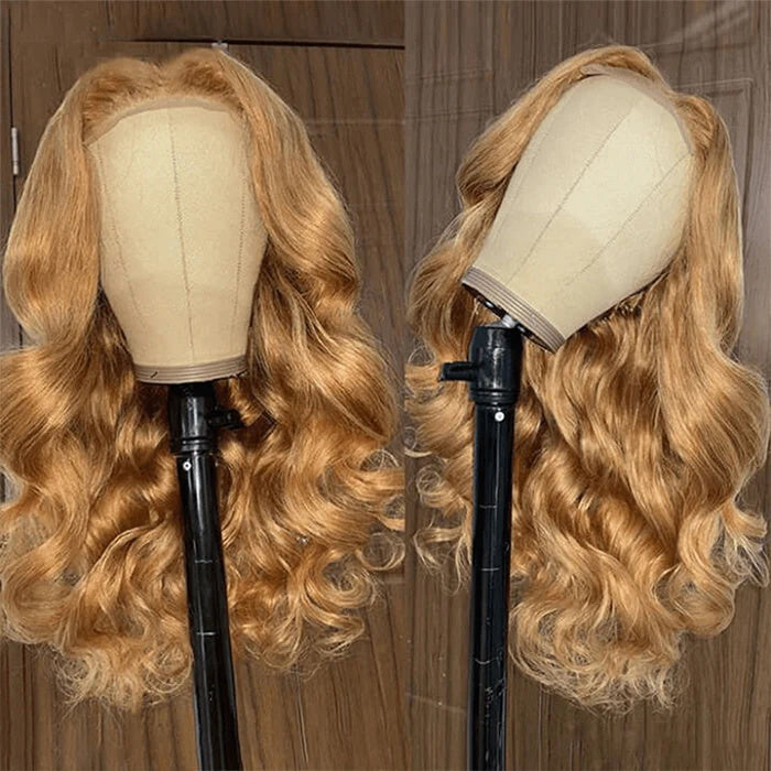 #27 Honey Blonde Straight/Body Wave Upgrade 8x5 Pre Cut HD Lace Put On And Go Glueless Human Hair Wigs