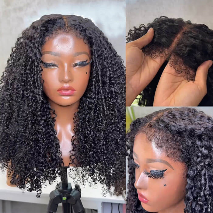 280% Density 4C Edges Hairline Spiral Curly HD Lace Wig Realistic Kinky Edges Glueless Lace Front Wig