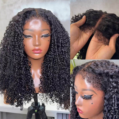 280% Density 4C Edges Hairline Spiral Curly HD Lace Wig Realistic Kinky Edges Glueless Lace Front Wig