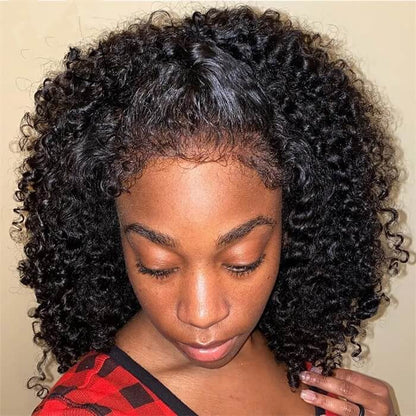 280% Density 4C Edges Hairline Spiral Curly HD Lace Wig Realistic Kinky Edges Glueless Lace Front Wig