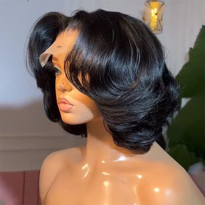 280% Density Layered Cut Body Wave Bob Wig Bleached Knots 8x5 Pre Cut HD Lace Human Hair Bob Wigs