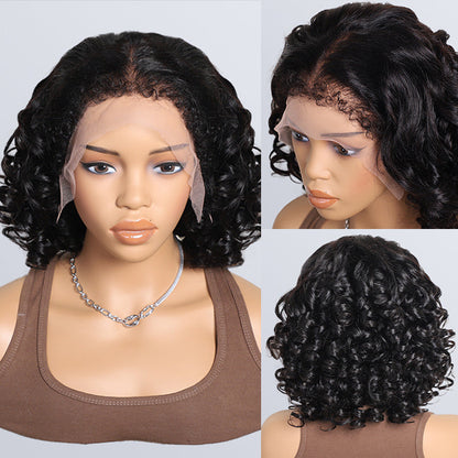 280% Density Loose Wave 4C Hairline Wig Pre Plucked Kinky Edges 13x4 13x6 HD Lace Front Human Hair Bob Wigs