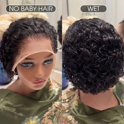 280% Density Loose Wave 4C Hairline Wig Pre Plucked Kinky Edges 13x4 13x6 HD Lace Front Human Hair Bob Wigs