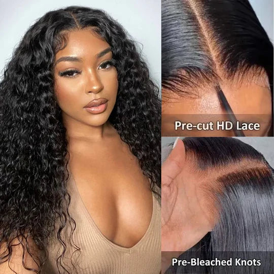 [2Wigs 220%] Highlight Blonde Body Wave Curtain Bangs Wig+ Deep Wave Pre Cut Lace Glueless Wig Special Offer
