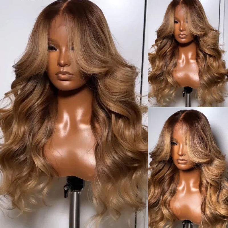 Curtain Bangs Glueless HD Lace Wig Chic Retro Body Wave Human Hair Wigs with Adjustable Strap