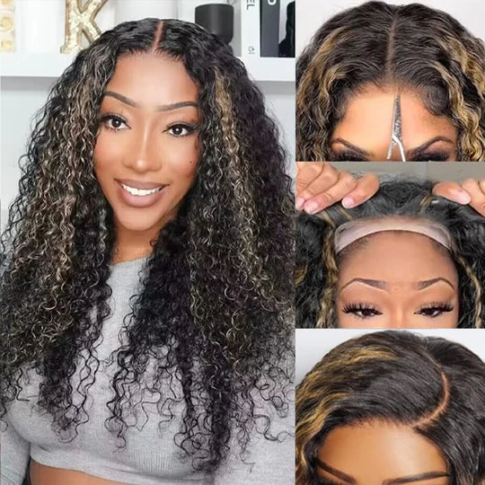 [2Wigs 220%] Highlight Blonde Curly Pre Cut HD Lace Wig + Body Wave Ready Go Glueless Wig Special Offer