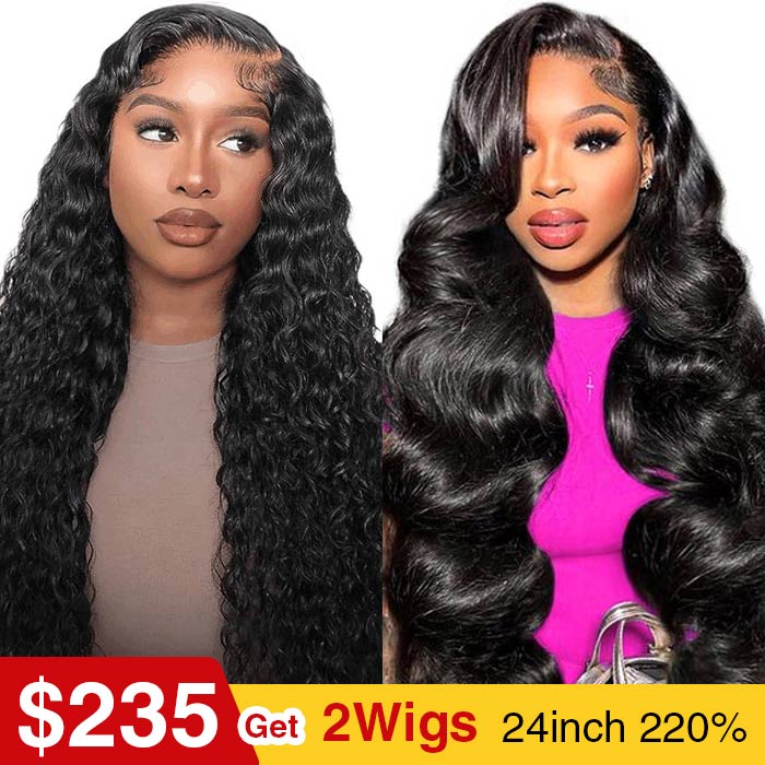 [2Wigs 220%] Left C Part Glueless Wig Wave Wave & Loose Body Wave 8x5 Big Parting HD Lace Wig Special Offer