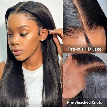 [2Wigs 220%] Pre Bleached Wear Go Glueless Wig Pre Cut HD Lace Straight & Body Wave Human Hair Wigs Special Offer