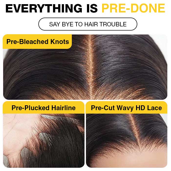 Romance Curl 3D Body Wave Skinlike Pre Cut HD Lace Front Wig Pre Bleached Knots Glueless Wig