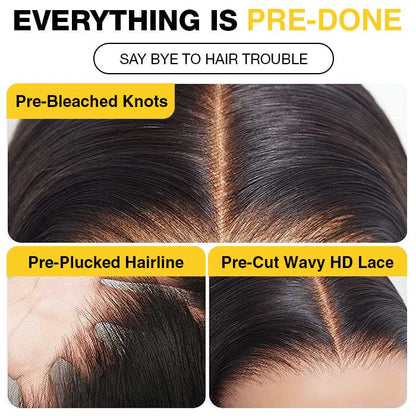 [2Wigs 220%] Pre Bleached Wear Go Glueless Wig Pre Cut HD Lace Straight & Body Wave Human Hair Wigs Special Offer