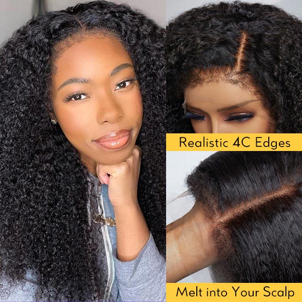 2Wigs $199 | Body Wave Curtain Bangs Wig + 4C Edges Curly Glueless Wig 8x5 Pre Cut HD Lace Wig Special Offer