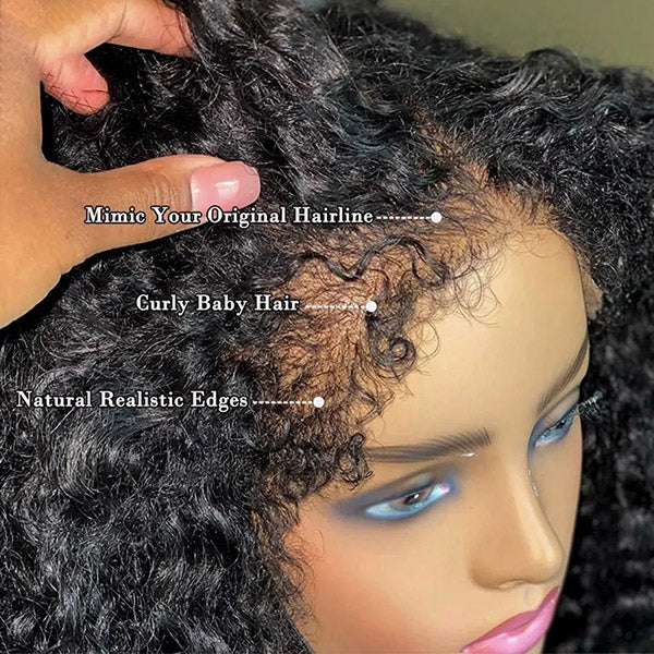[2Wigs 220%] Pre Bleached Pre Cut HD Lace Wig 4C Edges Curly Wig + Curtain Bangs Body Wave Wig Special Offer