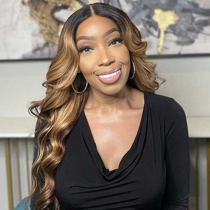 Brown Highlight Loose Wave Wigs 5x5/13x4/13x6 HD Lace Wig With Curtain Bangs